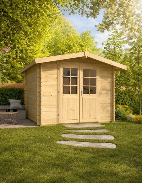 Petit abri jardin avec double porte vitrée 300 x 250 cm - 28 mm - ±6 m2