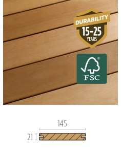 Terrasse bois exotique Louro Gamela 21 x 145 mm à clipser