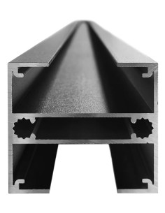 Poteau rainuré noir en aluminium pour palissade 2