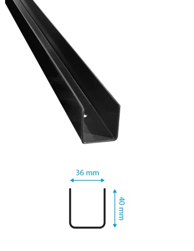 Zwart gegroefd profiel - groef 36 mm