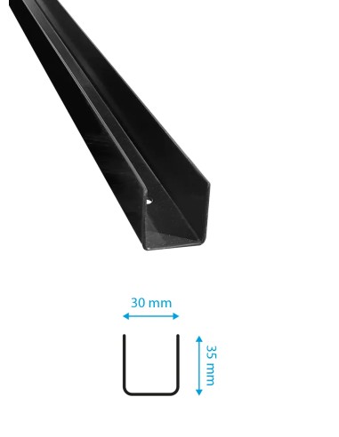 Zwart gegroefd U-profiel - metaal