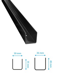 Profil rainuré noir 30 ou 36 mm en acier thermolaqué | Otiva