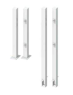 Poteaux acier portillon 85 cm blanc | à bétonner ou à visser