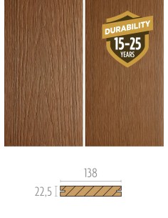 Terrasplank in houtcomposiet Fiberdeck Teak 22,5 x 138 mm