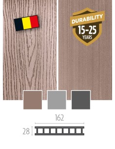 Lame de terrasse composite Duofuse Bruxelles 28 x 162 mm