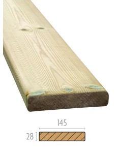 Terrasplank geïmpregneerd grenen glad 28 x 145 mm | Otiva 2