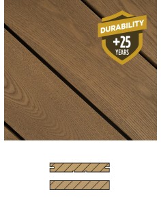 Lame de terrasse frêne thermo-traité Thermowood 21 x 140 mm