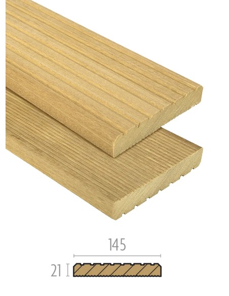 Gegroefde plank in exotisch hout 21 x 145 mm om te schroeven