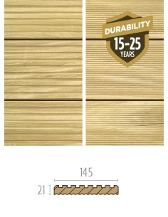 Terrasplank hardhout 21 x 145 mm met brede en fijne groeven