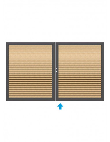 Portail de jardin double battant à lames obliques en aluminium sur mesure