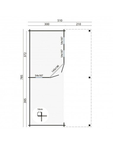 Prieel tuinhuis 785 x 510 cm - 40 mm - ±36 m2