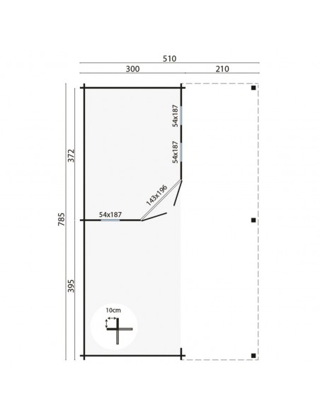 Prieel tuinhuis 785 x 510 cm - 40 mm - ±36 m2