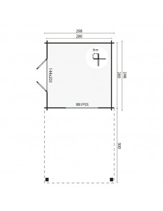 Tuinchalet met plat dak 598 x 298 cm - 28 mm - ±15 m2 2