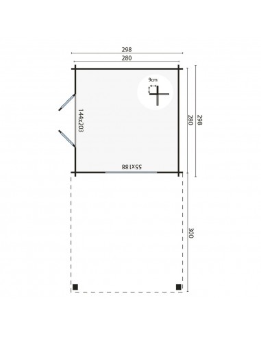 Tuinchalet met plat dak