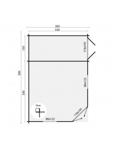 Chalet de jardin en coin 500 x 350 cm - 44 mm - ±16 m2 2