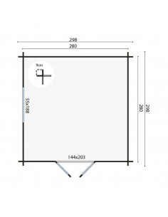Klein houten chalet met plat dak 2
