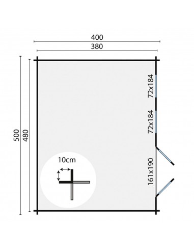 Zaventem Tiny house 500 x 400 cm - 40 mm - ±18 m2