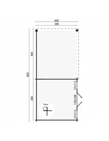 Abri de jardin - Chalet en bois 800 x 400 cm - 44 mm - ±29 m2