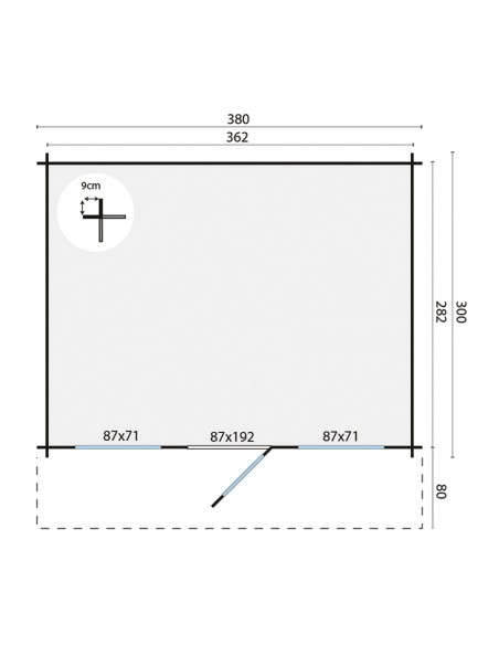 Vilvorde onbehandedle tuinhuisjes 380 x 300 cm - 28 mm - ±10 m2