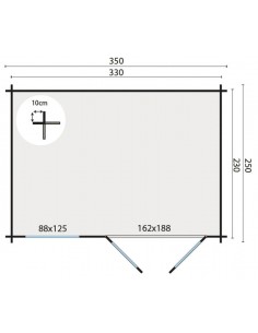 Abri de jardin solide 350 x 250 cm - 40 mm - ±8 m2 2