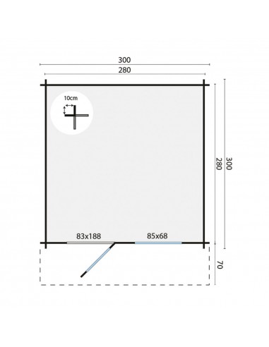 Opwijk tuinchalet 300 x 300 cm - 28 mm - ±8 m2