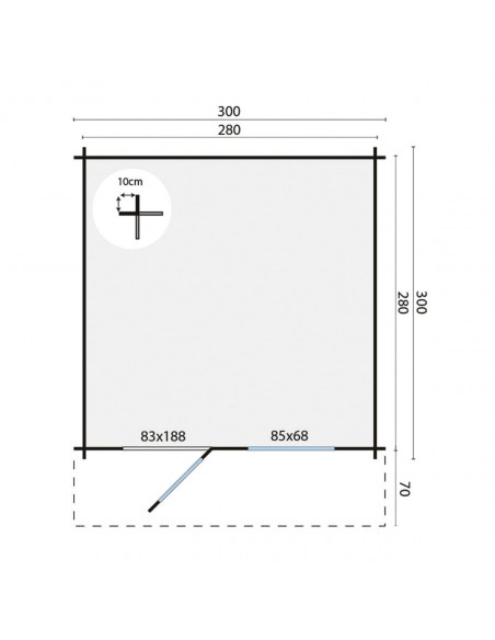 Chalet de jardin Opwijk 300 x 300 cm - 28 mm - ±8 m2