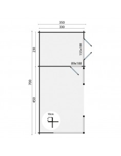 Chalet de jardin Zaventem 700 x 350 cm - 40 mm - ±22 m2 2