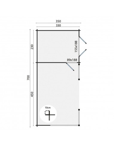 Chalet de jardin Zaventem 700 x 350 cm - 40 mm - ±22 m2