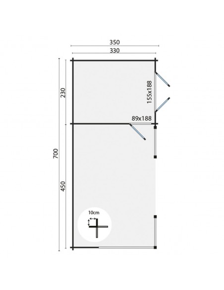 Tuinchalet Zaventem 700 x 350 cm - 40 mm - ±22 m2