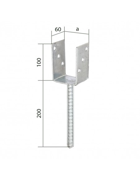 U-vormig paalanker met stang