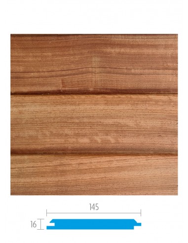 Gevelbekleding in padoek met tand en groef 16 × 145 mm