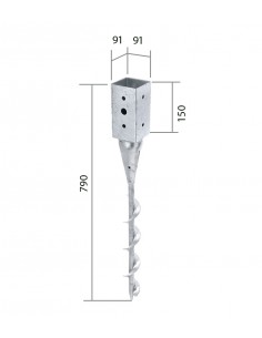 Pointe en fer avec spirale pour poteau carré