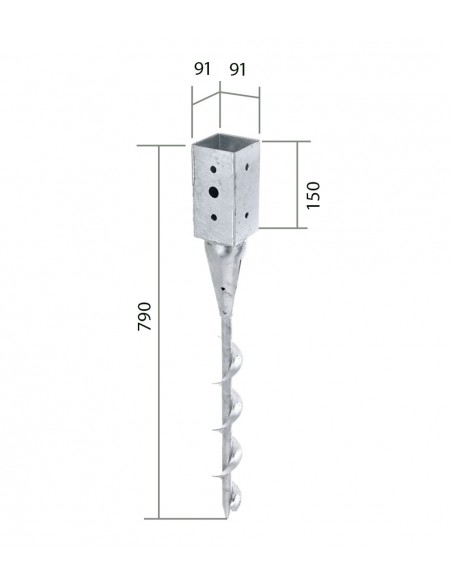 Pointe en fer avec spirale pour poteau carré