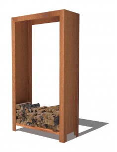 Abri bûches en acier Corten 2