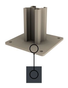 Soccle poteau interne pour poteau alu 2