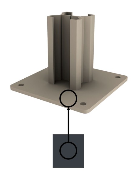 Soccle poteau interne pour poteau alu