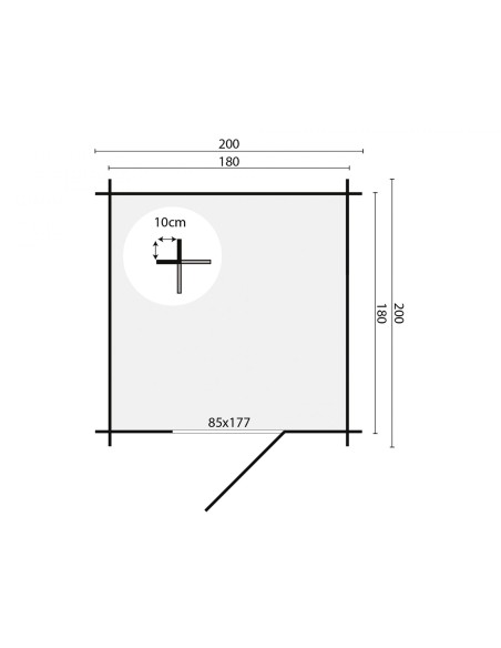 Klein tuinhuisje 200 x 200 cm - 28 mm - ±3 m2