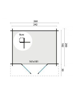Simple petit abri de jardin 260 x 200 cm - 28 mm - ±5 m2 2