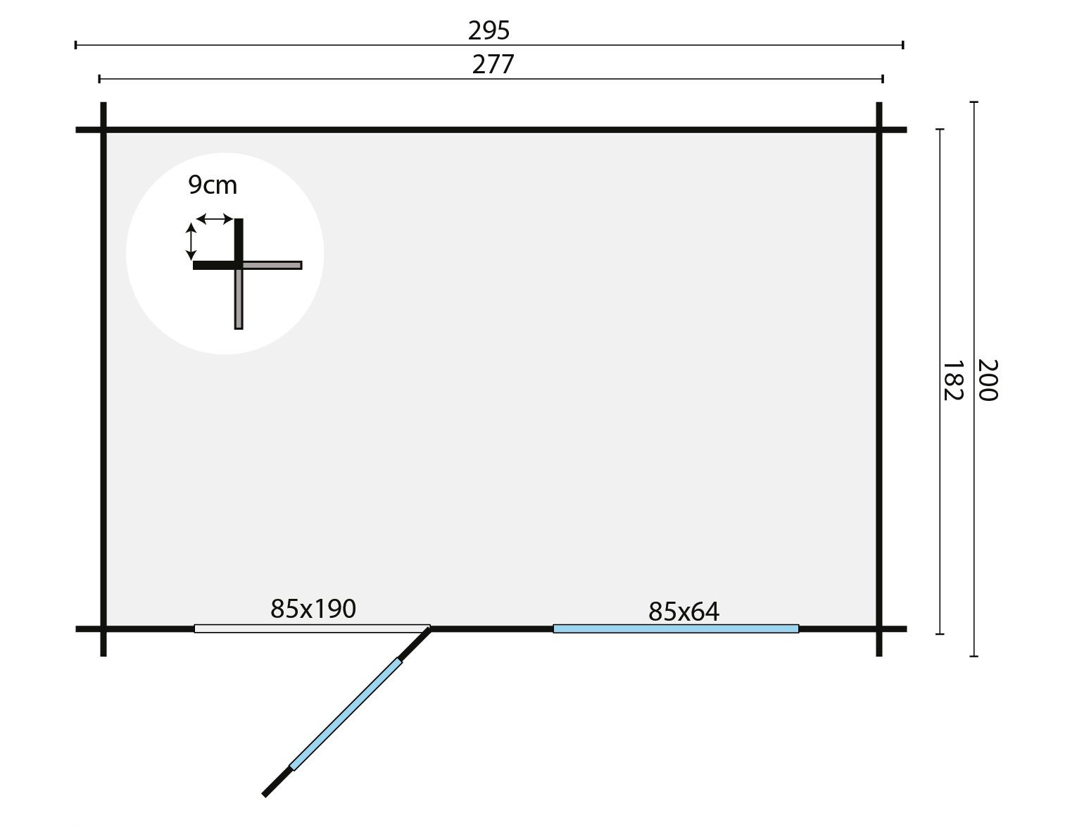 Simple abri de jardin avec une porte et une fenêtre