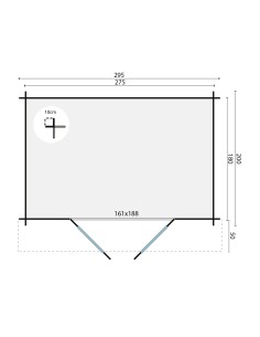 Abri de jardin avec double porte vitrée 295 x 200 cm - 28 mm - ±5 m2 2