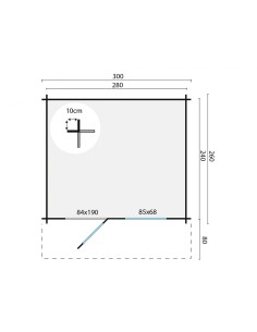 Cabane de jardin avec une porte et une fenêtre 300 x 260 cm - 28 mm - ±7 m2 2