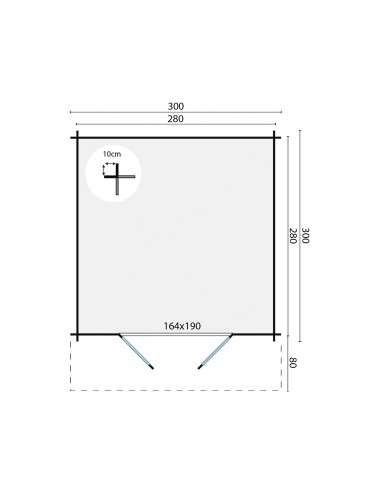 Mooi tuinhuisje met dubbele glazen deur 300 x 300 cm - 28 mm - ±8 m2