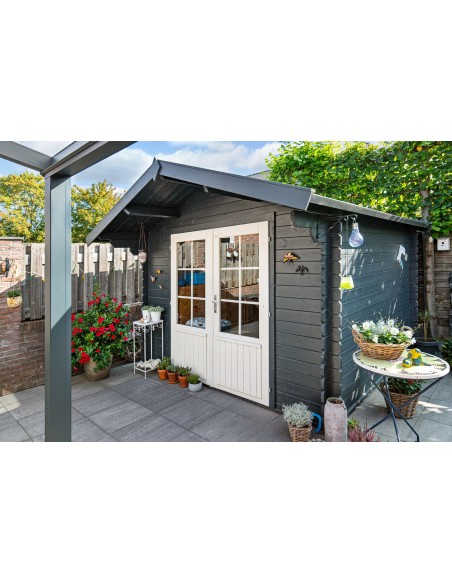 Mooi tuinhuisje met dubbele glazen deur 300 x 300 cm - 28 mm - ±8 m2