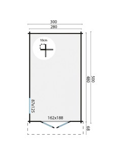 Abri de jardin avec fenêtre de côté 300 x 500 cm - 40 mm - ±13 m2 2
