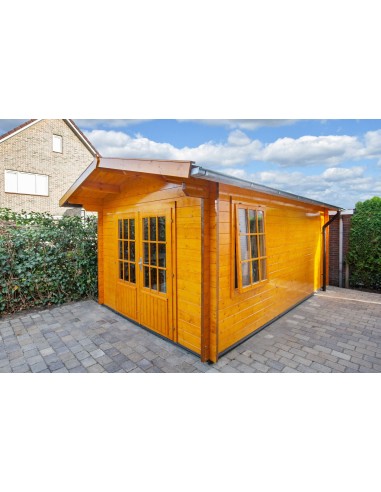 Tuinhuisje met dubbele glazen deur en zijraam 300 x 500 cm - 40 mm - ±13 m2