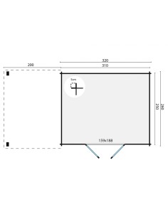 Platdak tuinhuisje met linker zijluifel 2