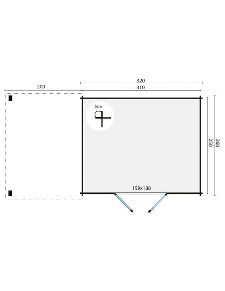 Abri de jardin toit plat avec auvent de côté gauche Abri de jardin toit plat avec auvent de côté gauche