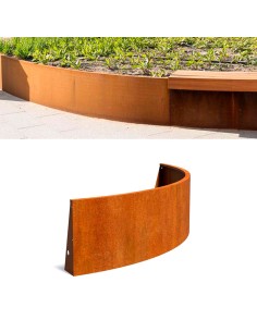 Afgeronde geslepen steunrand in cortenstaal