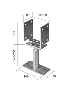 Verstelbare paaldrager (in hoogte en breedte) type U
