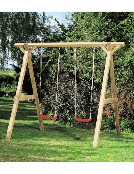 Houten schommel met twee zitjes